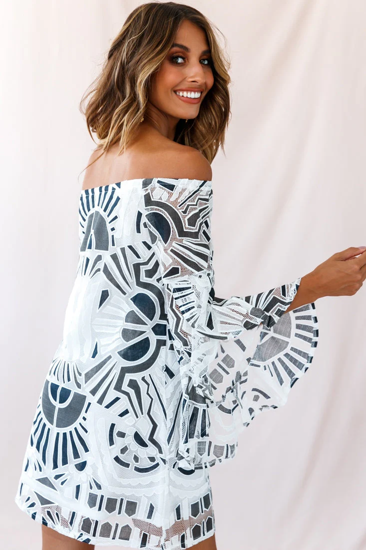 Geode Mesh Overlay Shift Dress White - Image 3