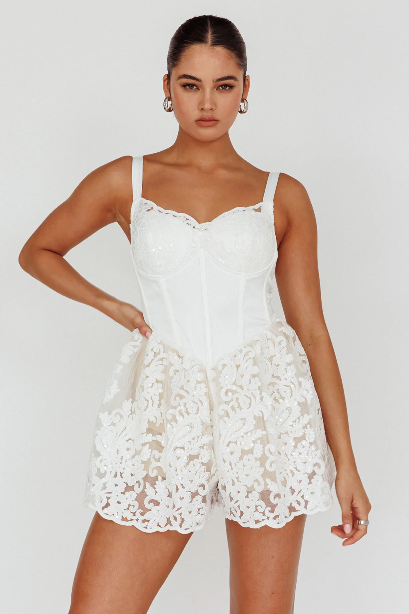 Georgia May Lace Romper White - Image 5
