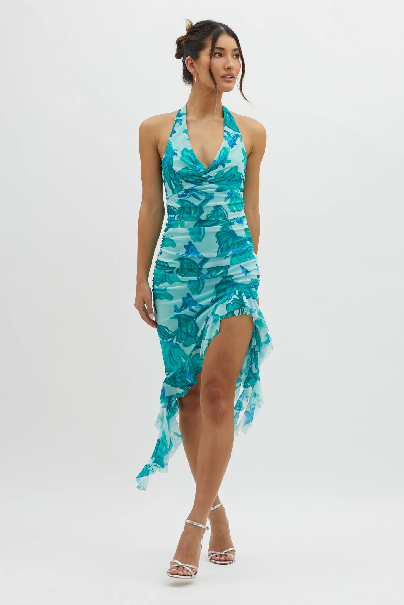 Get It Started Halterneck Ruffle Mini Dress Green - Image 3