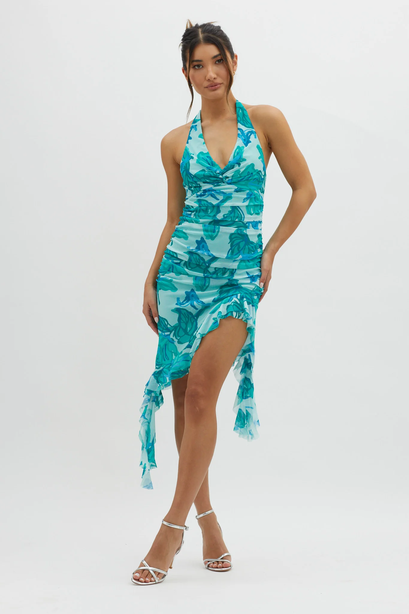 Get It Started Halterneck Ruffle Mini Dress Green - Image 5
