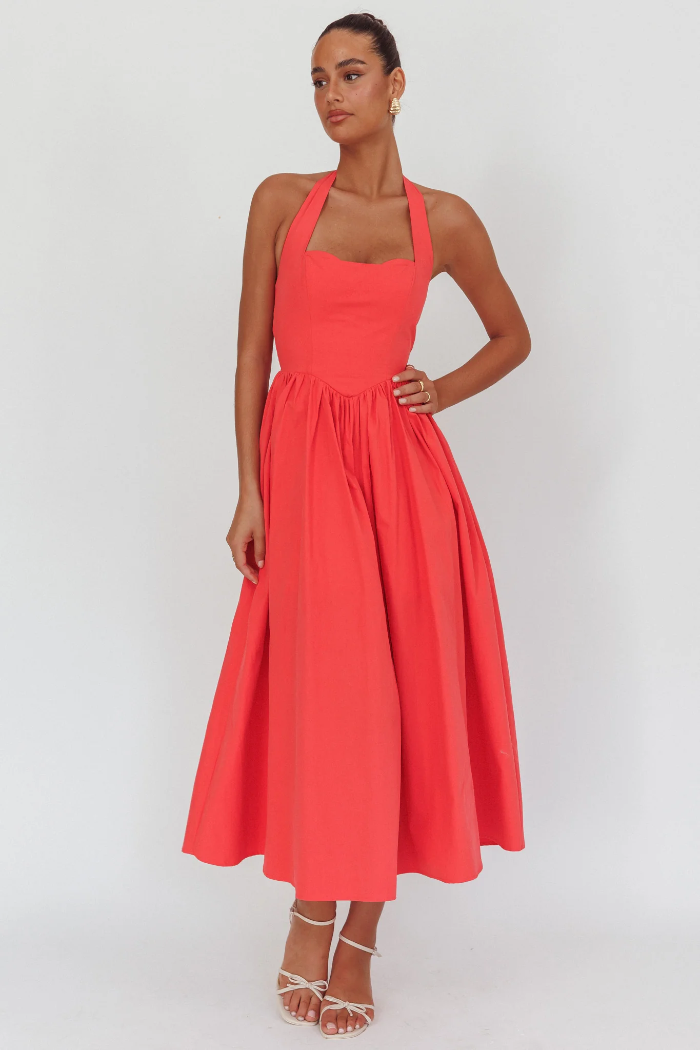 Get My Attention Halterneck Maxi Dress Red - Image 4