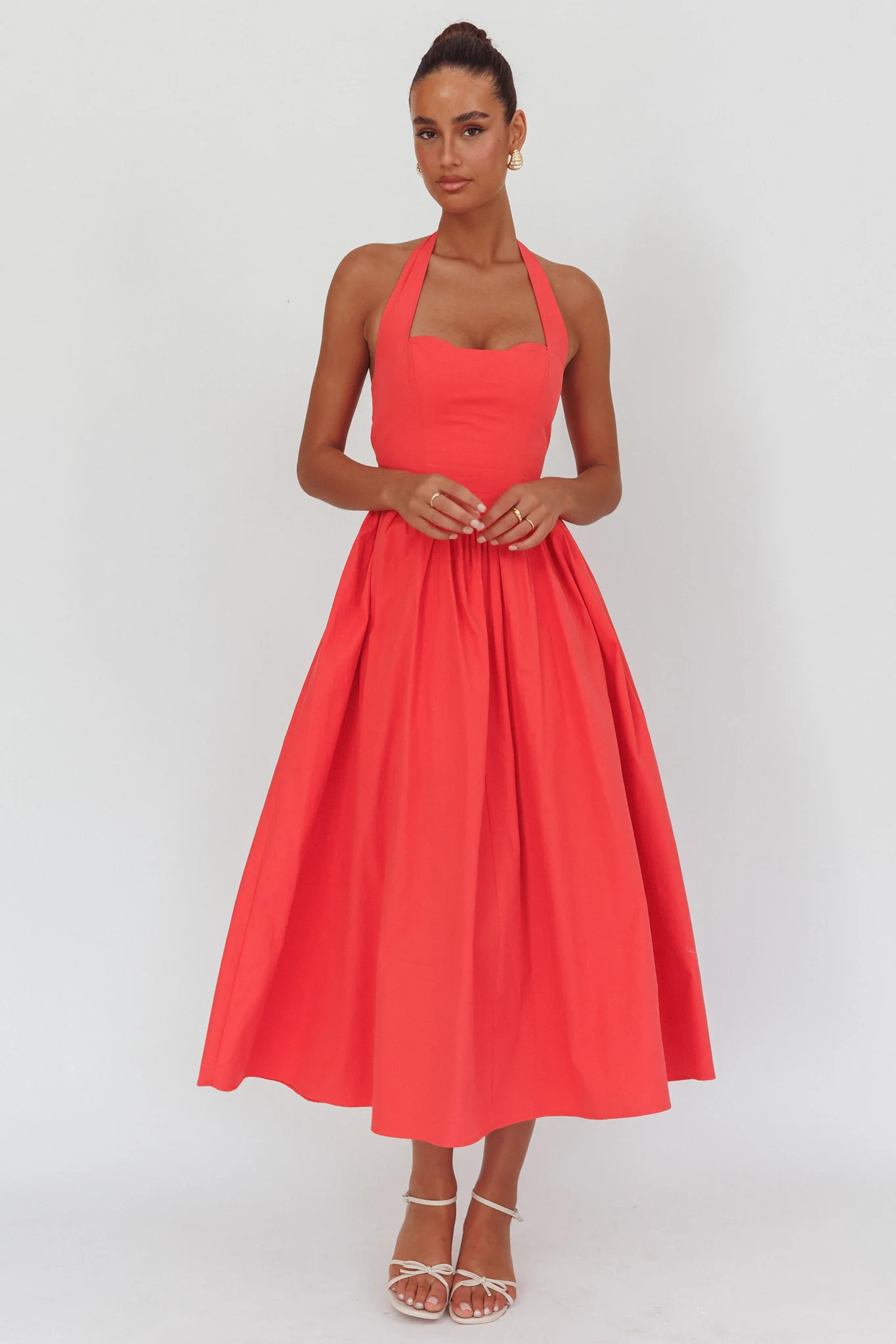 Get My Attention Halterneck Maxi Dress Red - Image 5