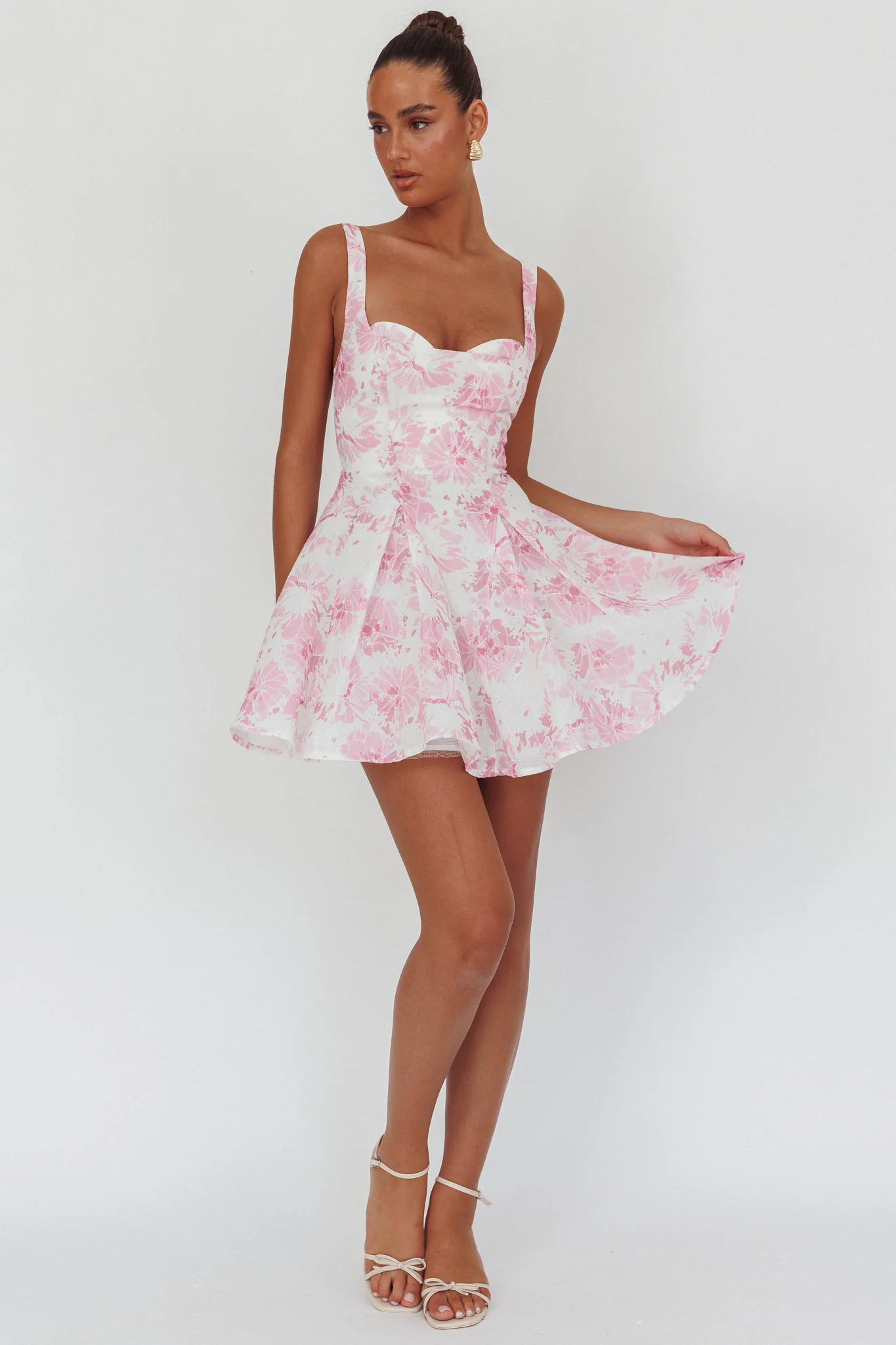 Get My Attention Off-Shoulder Mini Dress Floral Pink - Image 4