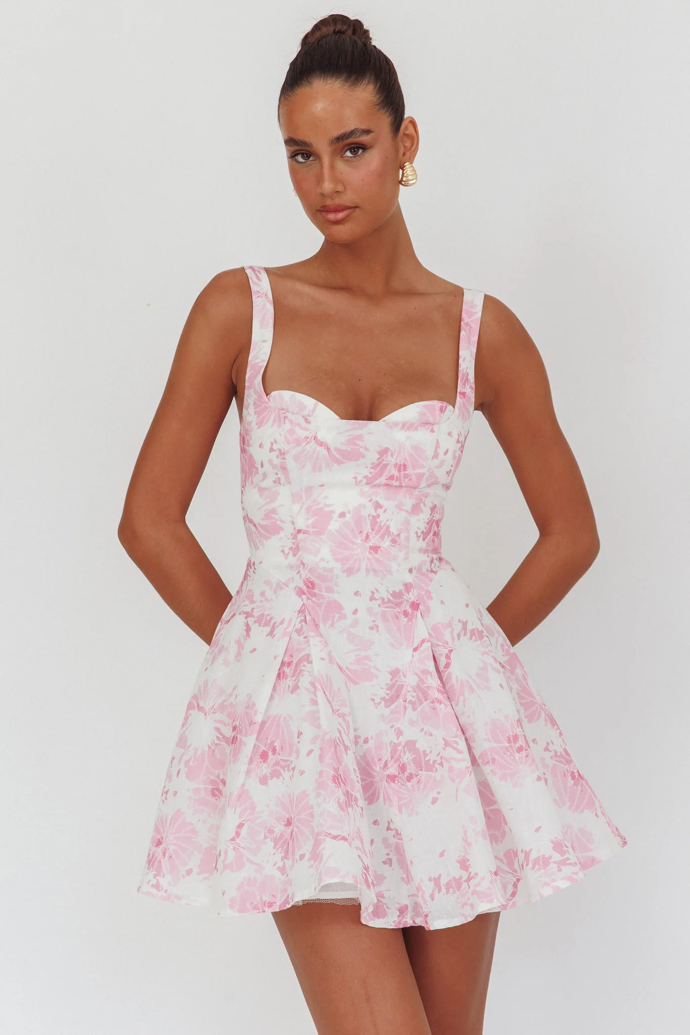 Get My Attention Off-Shoulder Mini Dress Floral Pink - Image 5