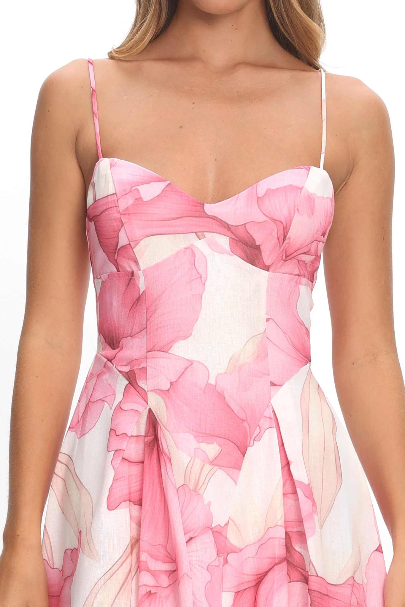 Get My Attention Pleat Waist Maxi Dress Watercolor Pink - Image 4