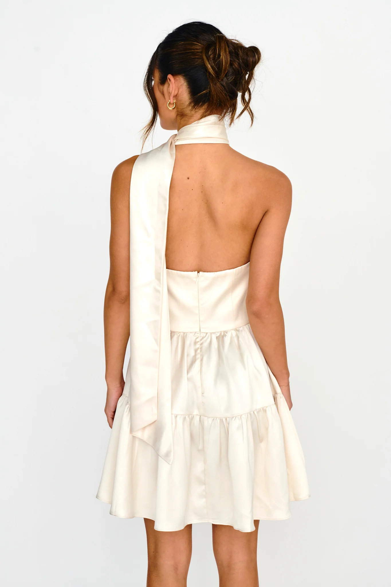 Gimme Love Open Back Flounce Mini Dress Oyster - Image 2