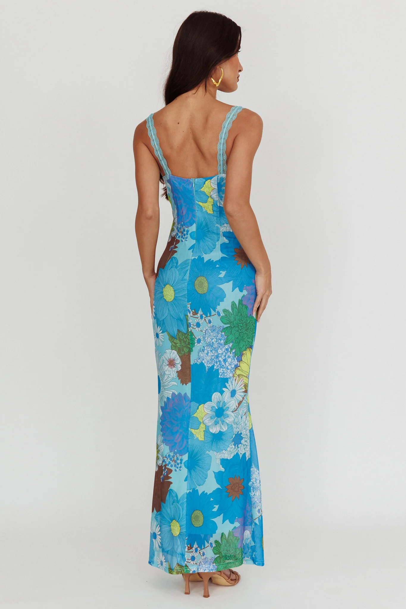 Girl Power Lace Strap Maxi Dress Blue - Image 2