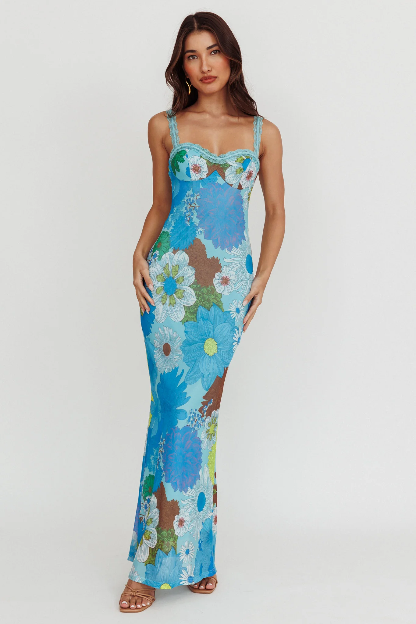 Girl Power Lace Strap Maxi Dress Blue - Image 5