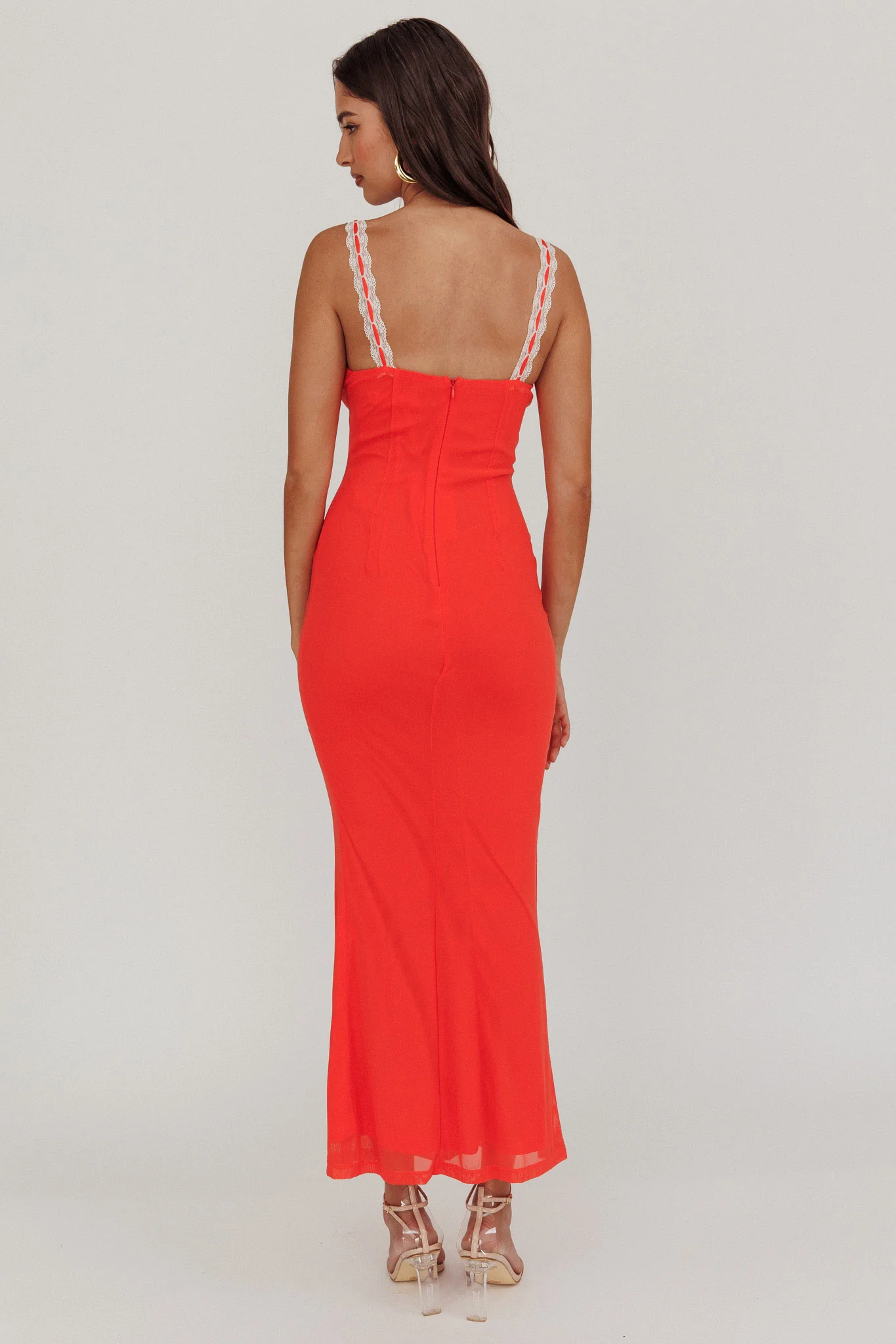 Girl Power Lace Strap Maxi Dress Red - Image 2