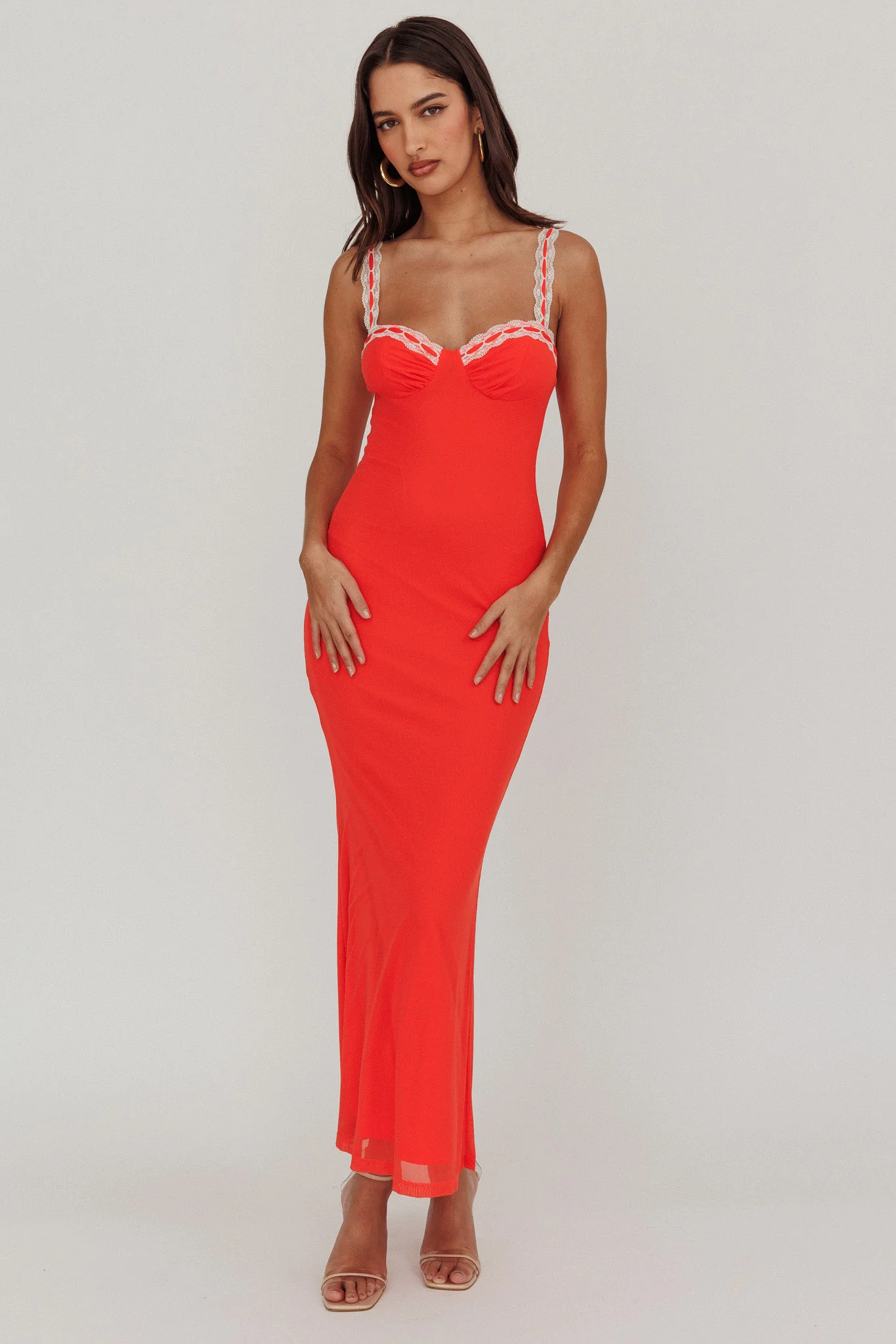 Girl Power Lace Strap Maxi Dress Red - Image 4
