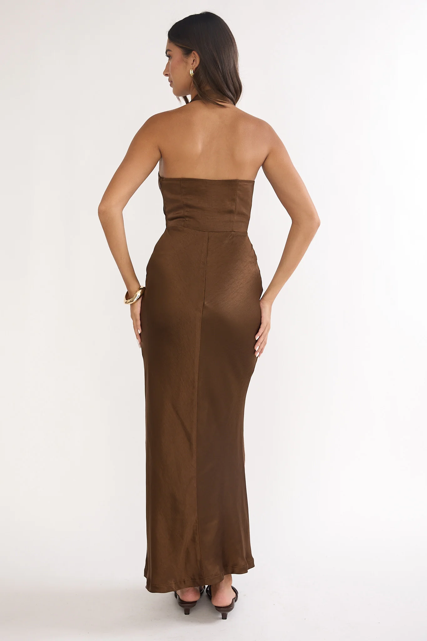 Girl's Night Halterneck Maxi Dress Chocolate - Image 2