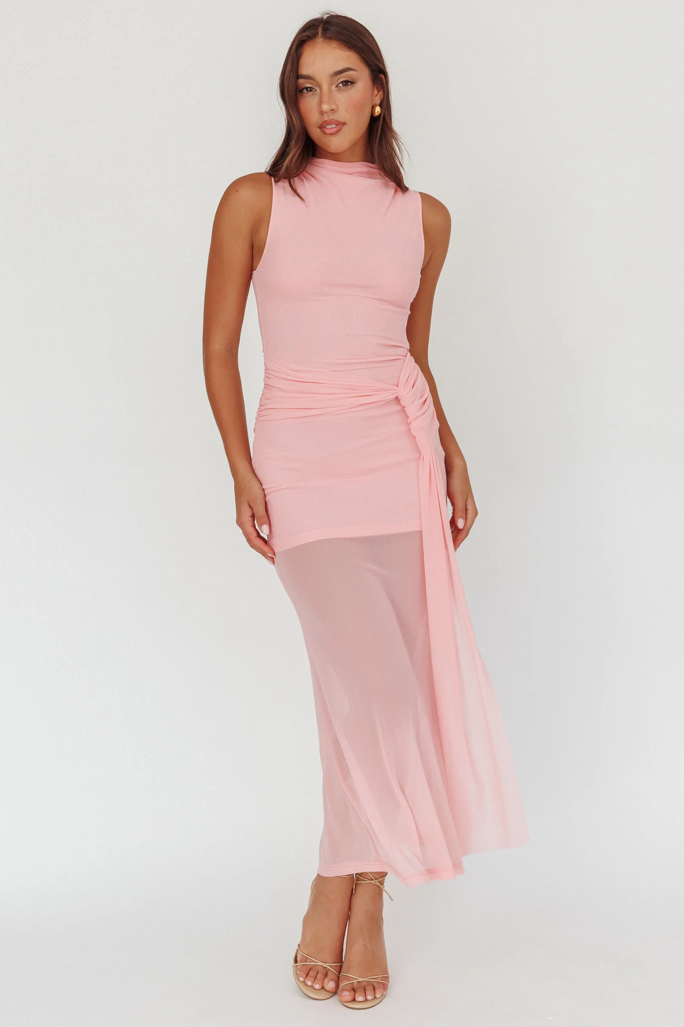 Girl's Night Waist Sash Maxi Dress Pink - Image 4