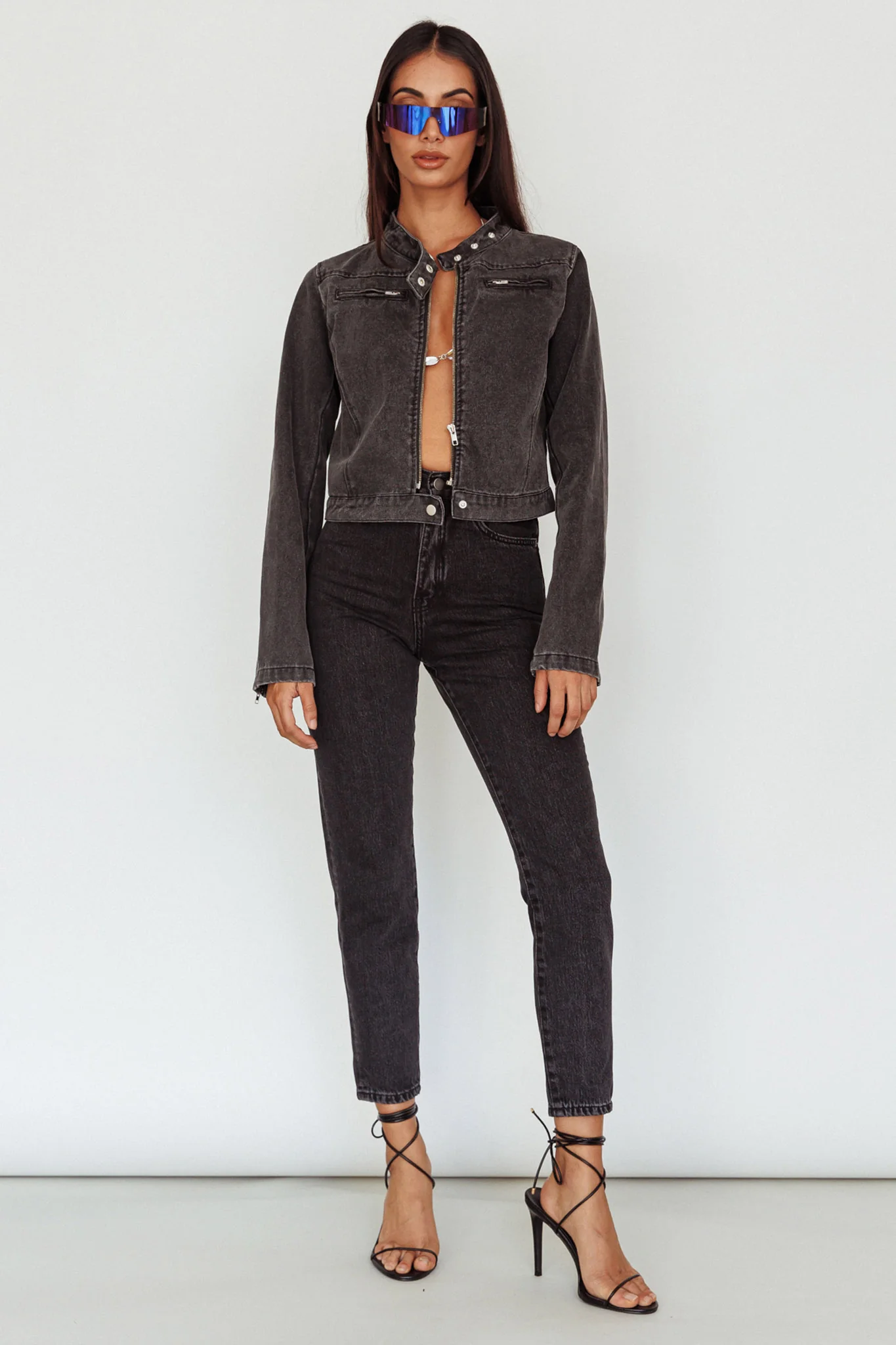 Girona Zipper Jacket Black Denim - Image 3