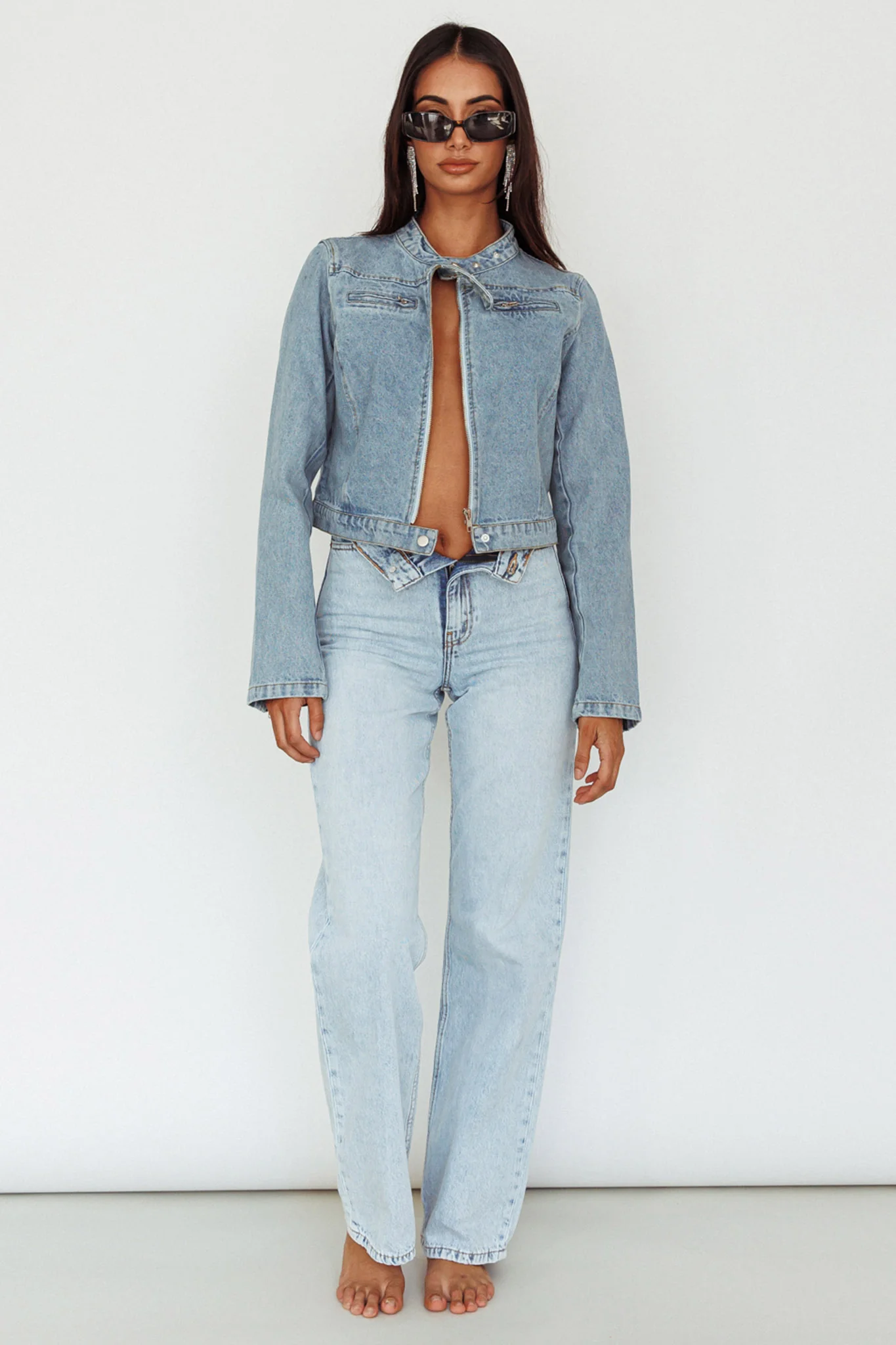 Girona Zipper Jacket Light Denim - Image 3