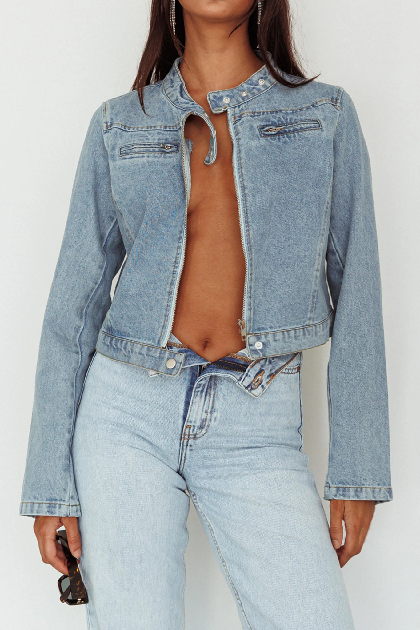 Girona Zipper Jacket Light Denim - Image 4