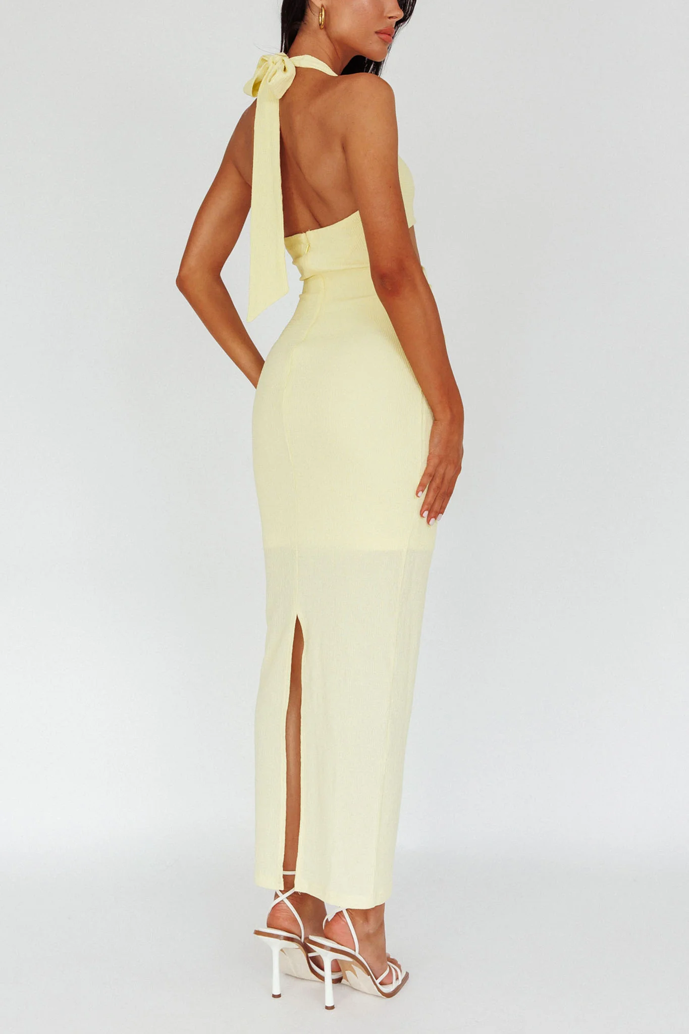 Giulia Cut-out Ribbed Halterneck Midi Dress Butter - Image 2