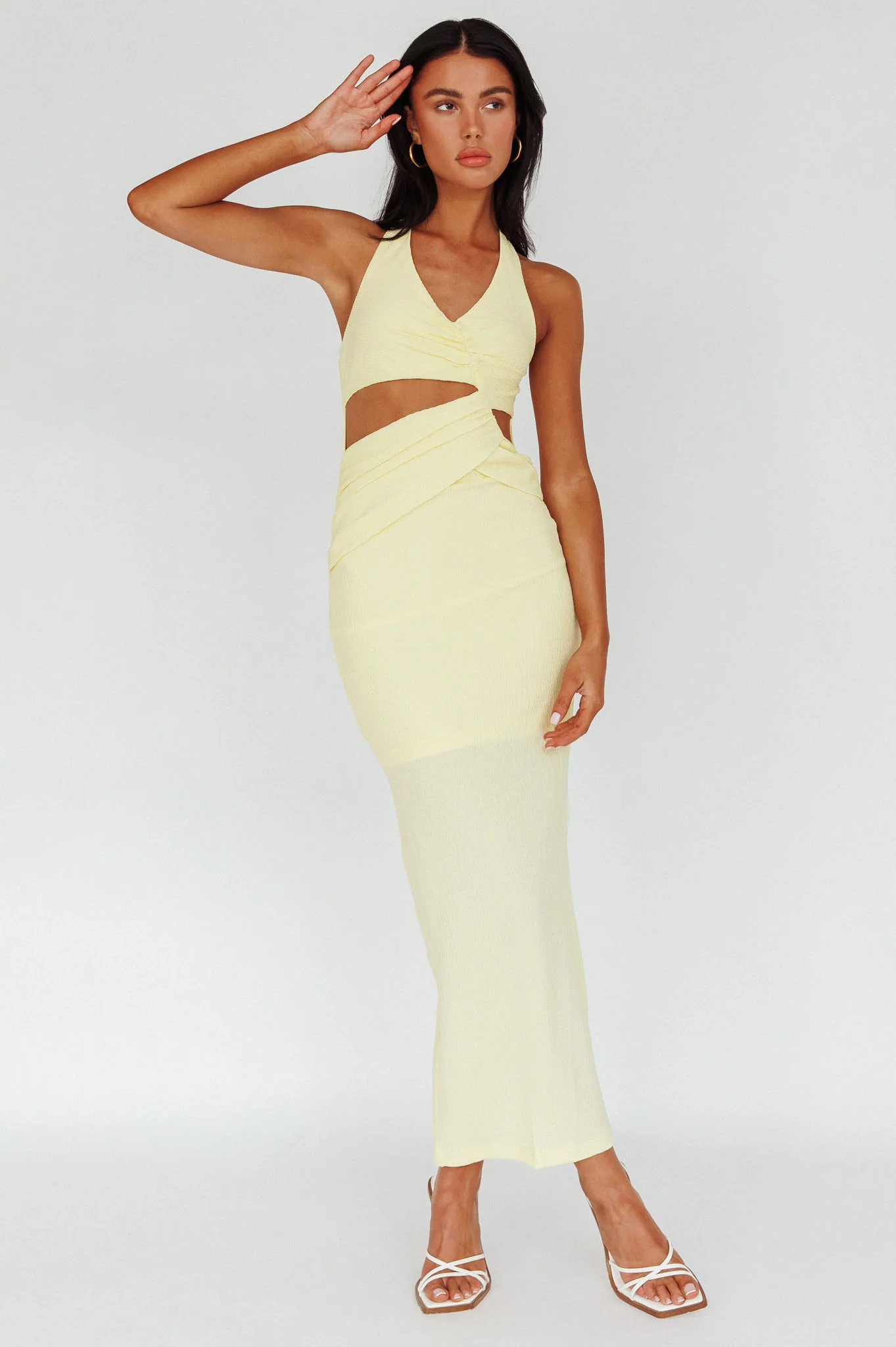Giulia Cut-out Ribbed Halterneck Midi Dress Butter - Image 5