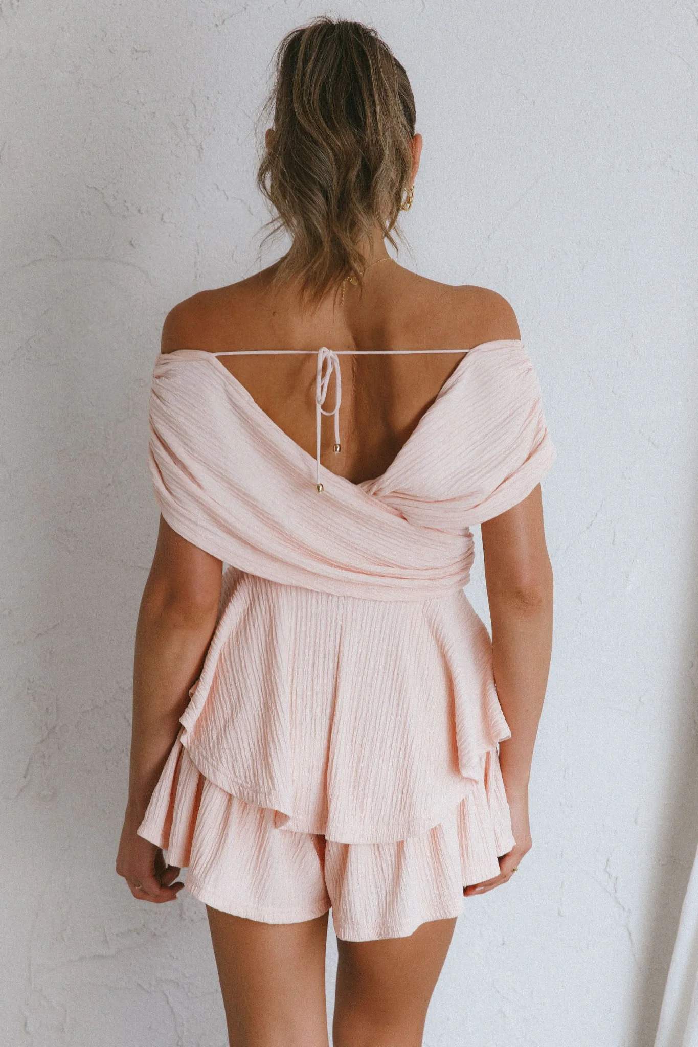 Glory Crossover Bust Layered Hem Romper Blush - Image 8