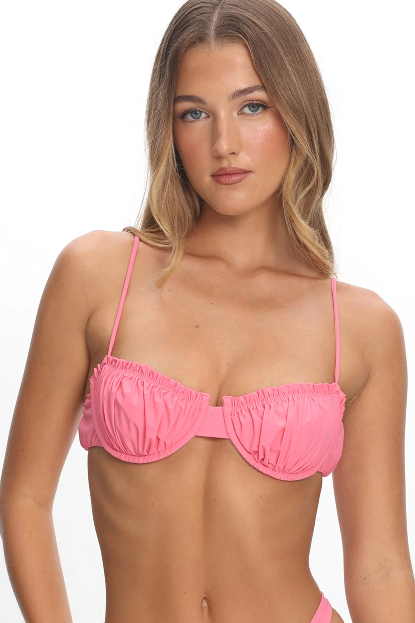Gold Coast Gathered Bust Bikini Top Pink - Image 5