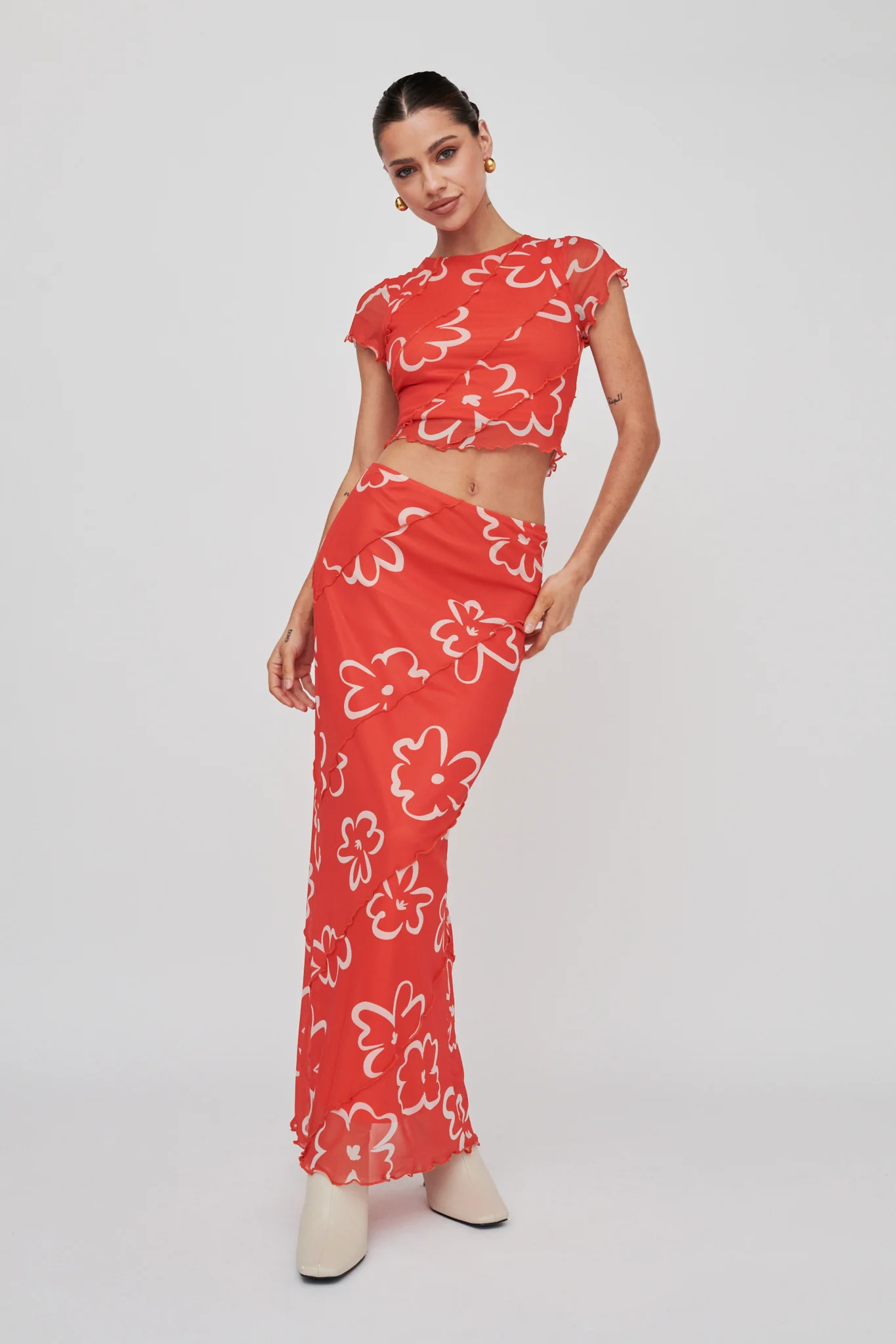 Gold Rush Crop Top Print Orange - Image 3