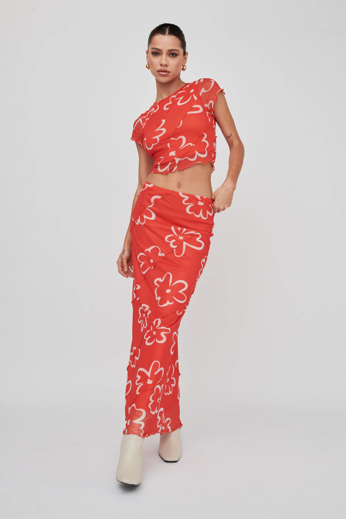 Gold Rush Crop Top Print Orange - Image 4