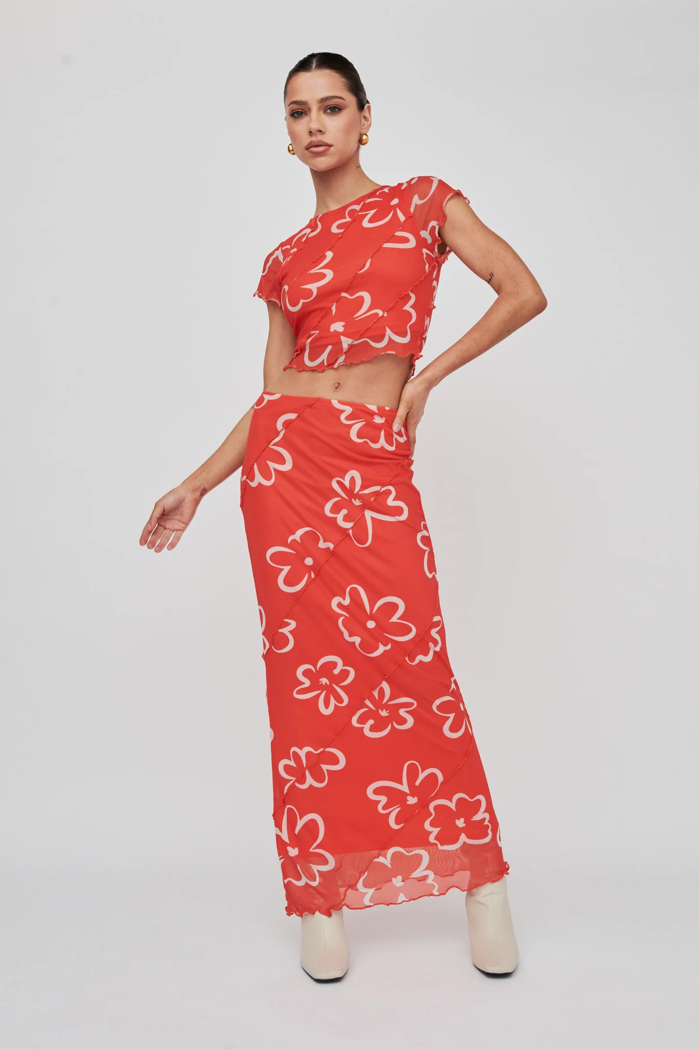 Gold Rush Crop Top Print Orange - Image 5