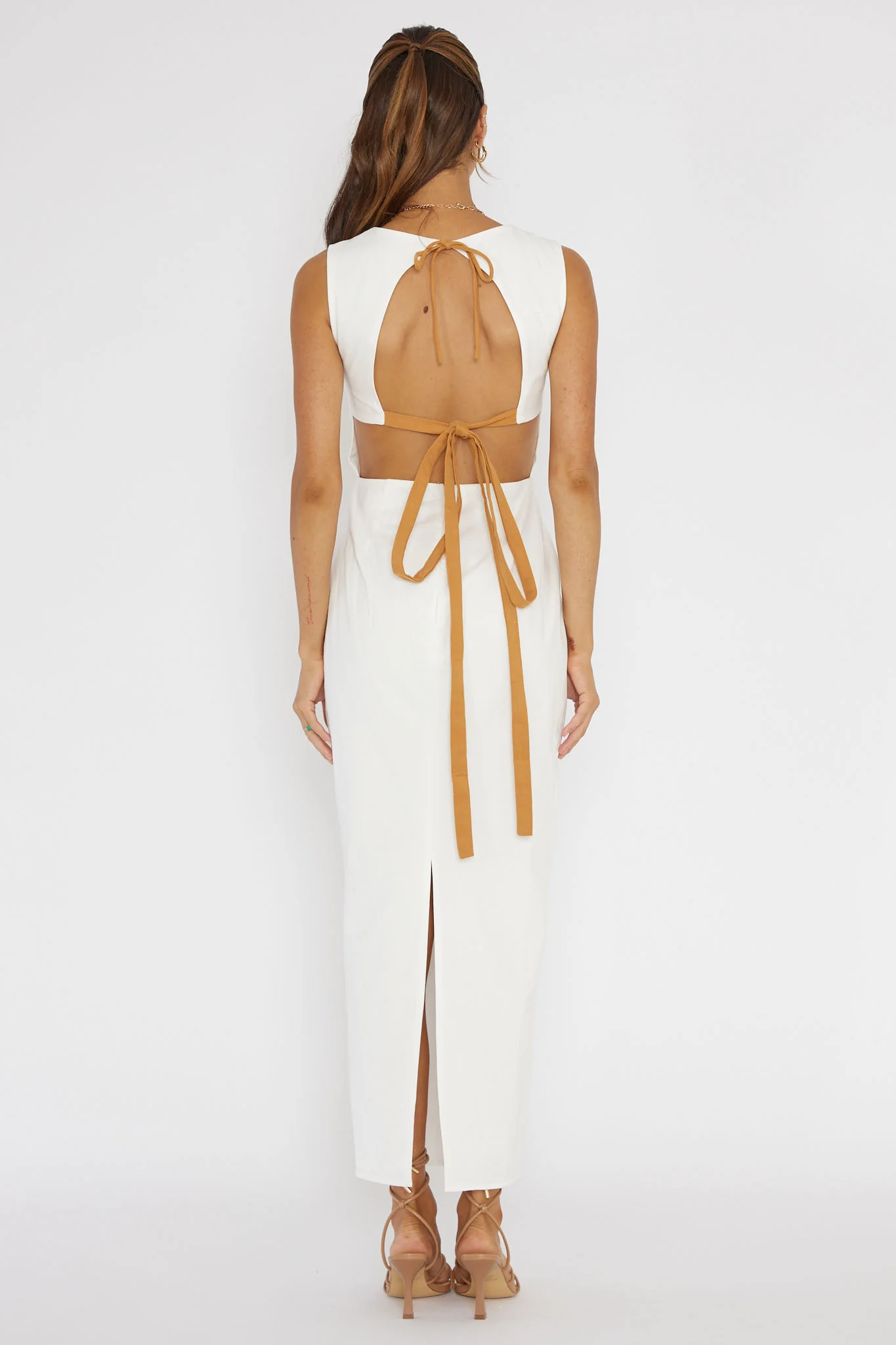 Golden Afternoon Open Tied Back Dress White - Image 3