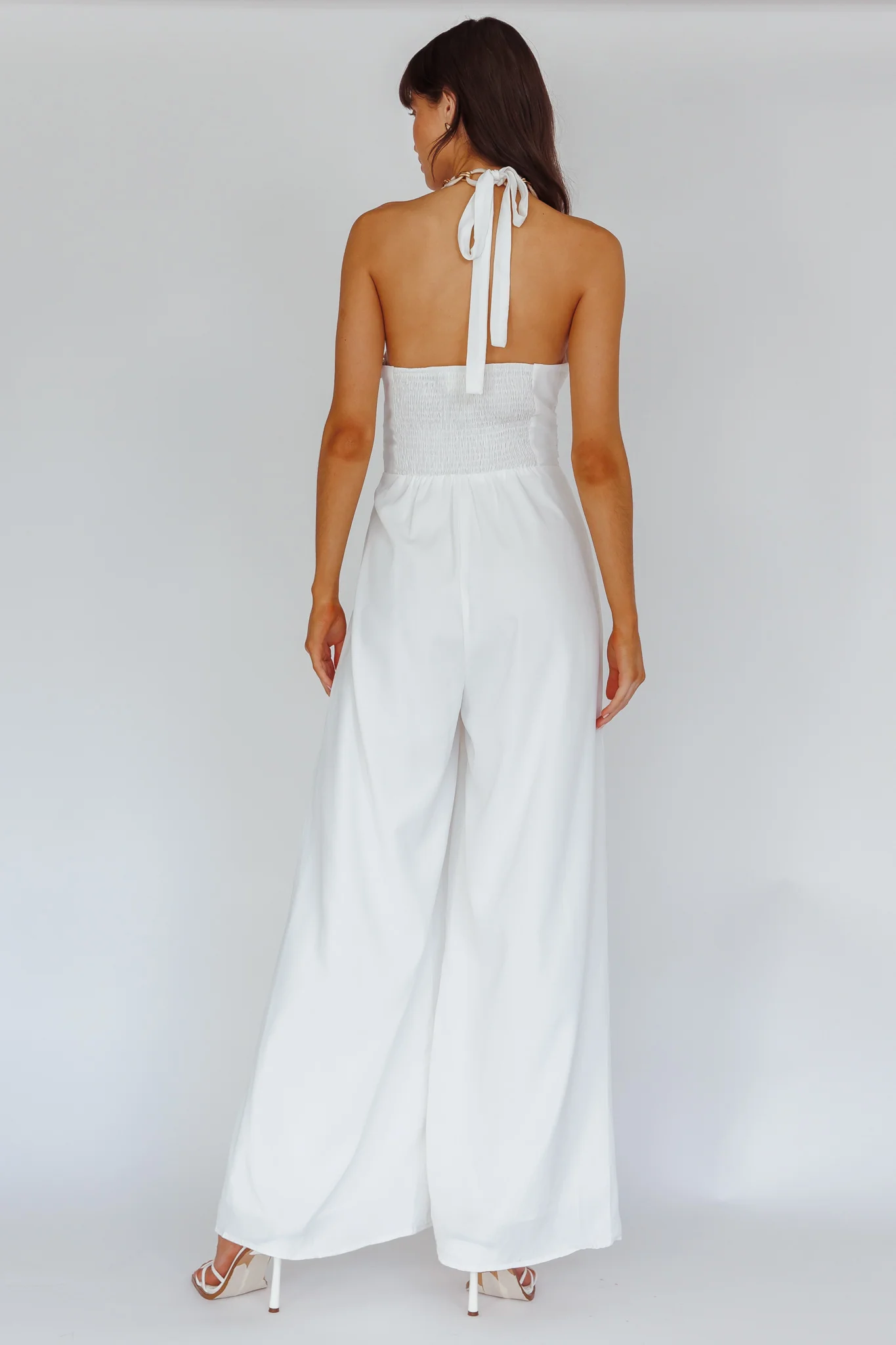 Golden Moon Chain Halter Jumpsuit White - Image 2