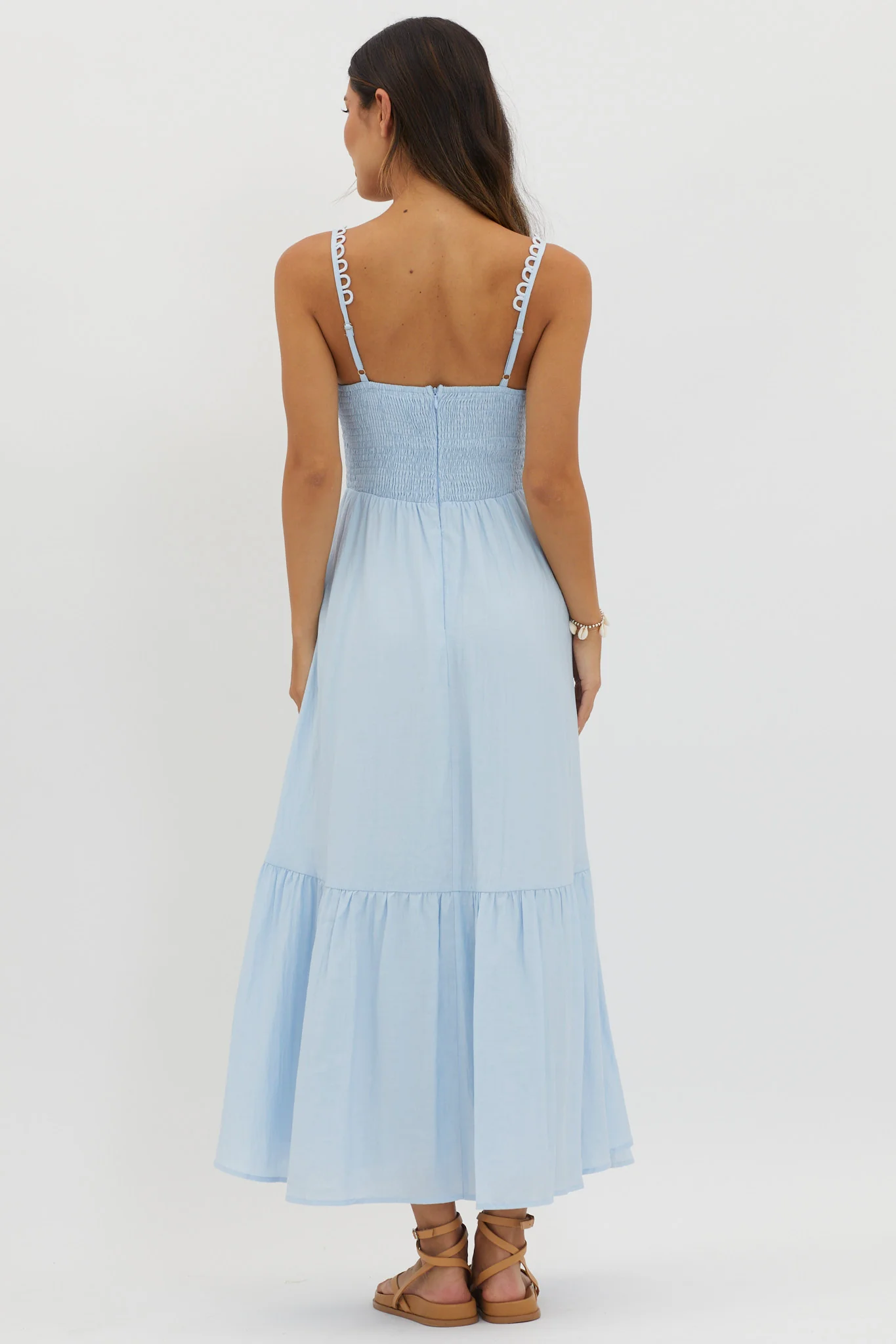 Golden Suns Scallop Trim Midi Dress Baby Blue - Image 2
