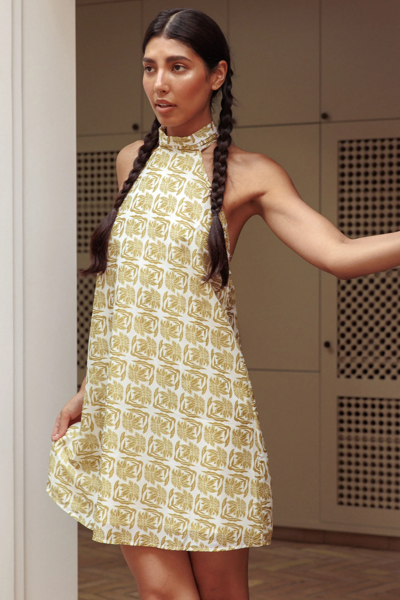 Goldie Halterneck Backless Mini Dress Print - Image 5