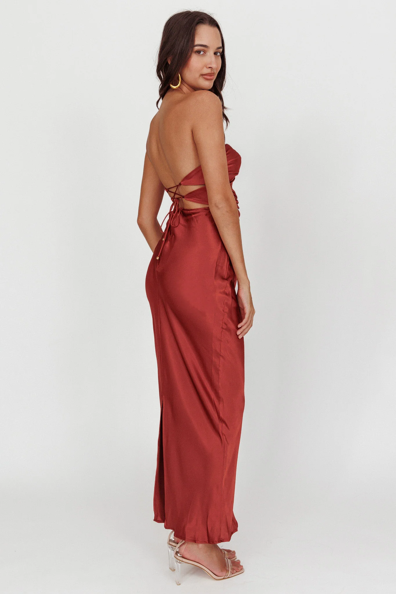 Good Impression Double Twist Maxi Dress Terracotta - Image 3