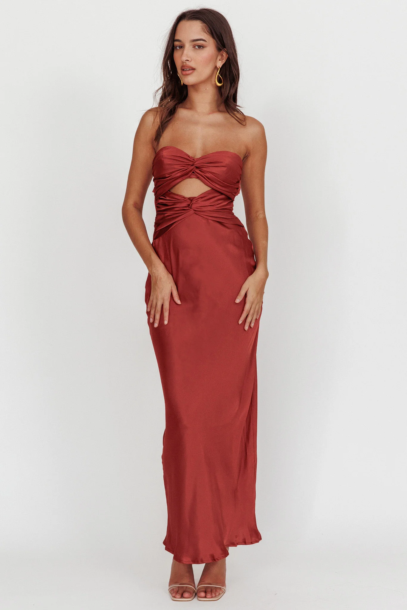 Good Impression Double Twist Maxi Dress Terracotta - Image 4