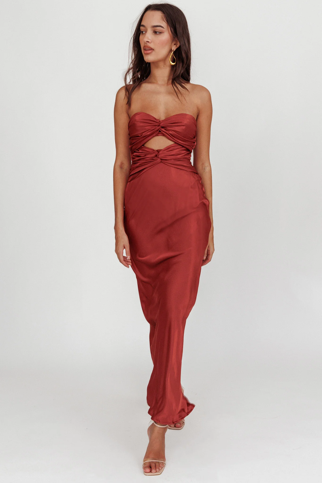 Good Impression Double Twist Maxi Dress Terracotta - Image 6
