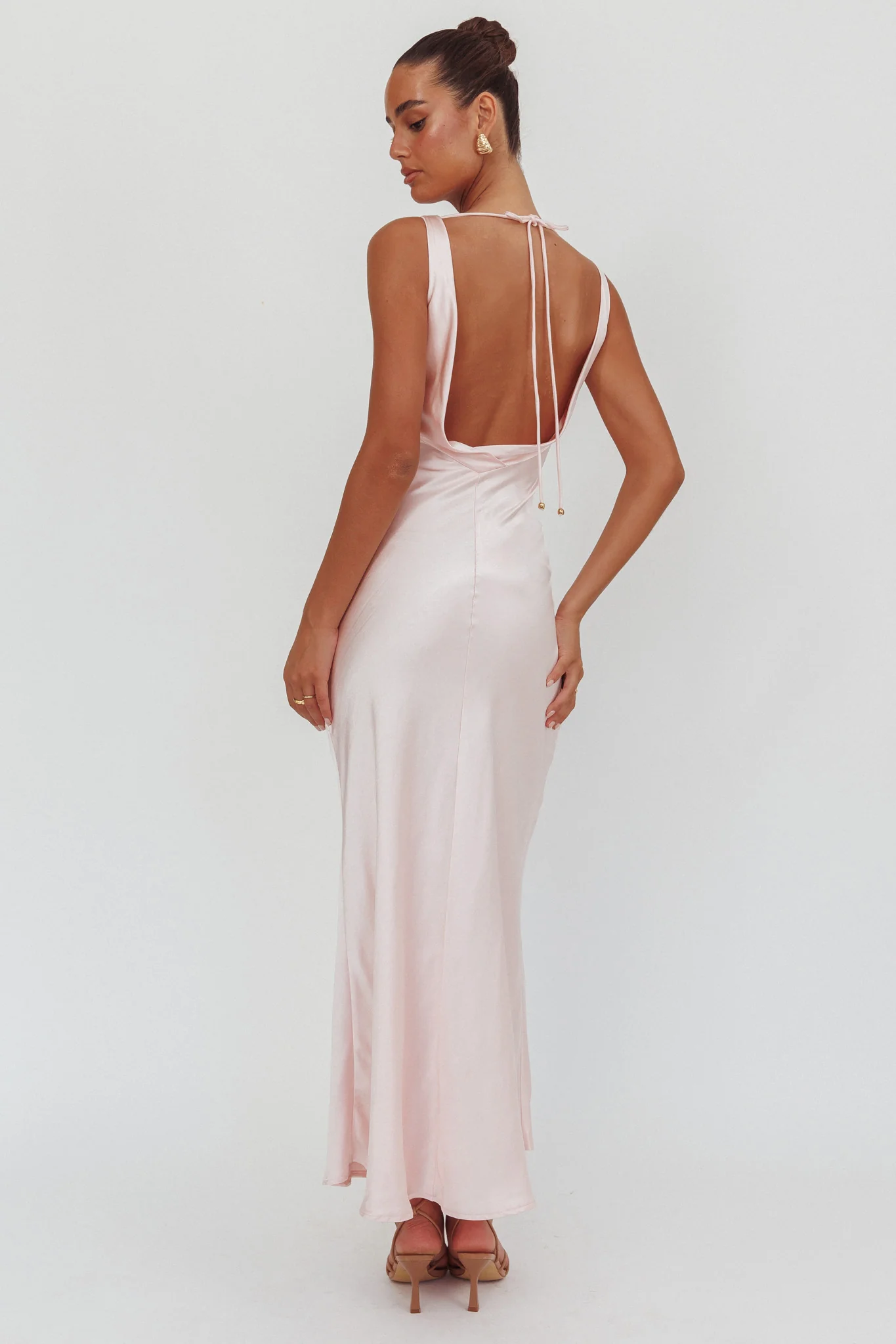 Good Intentions Cowl Neck Open Back Maxi Dress Pink - Image 2