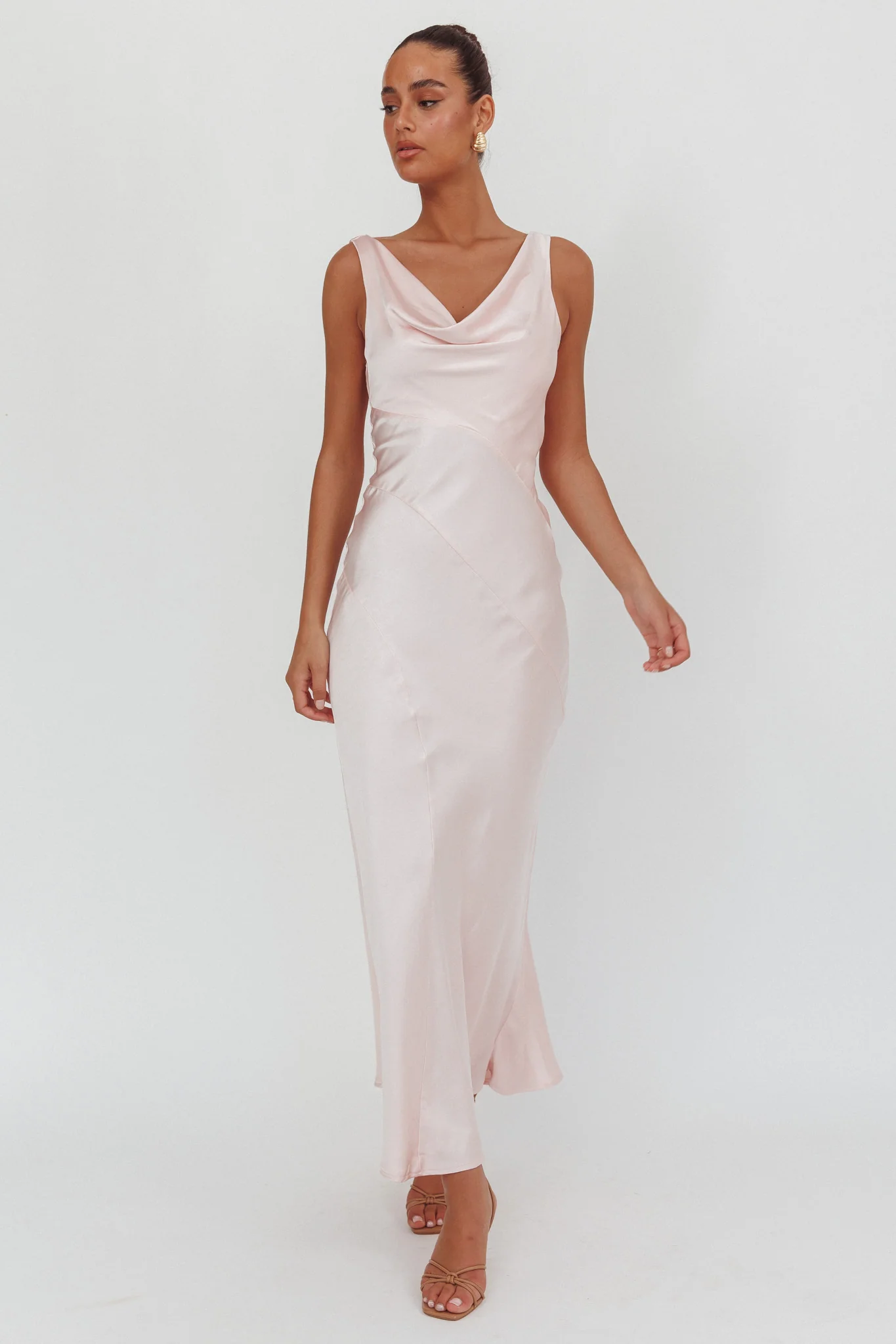 Good Intentions Cowl Neck Open Back Maxi Dress Pink - Image 4