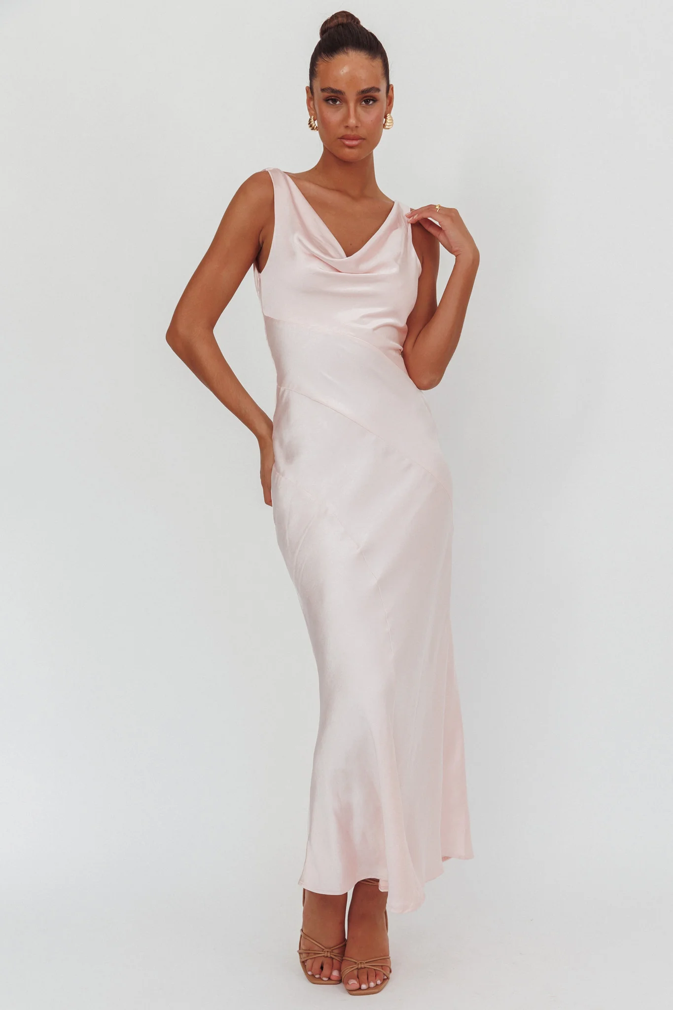Good Intentions Cowl Neck Open Back Maxi Dress Pink - Image 5