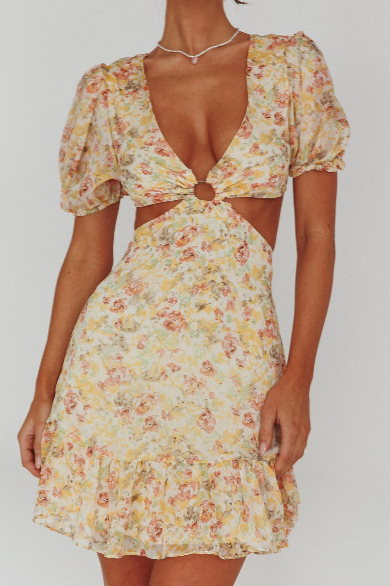 Graciele Laced Back Cut-Out Mini Dress Floral Orange - Image 4