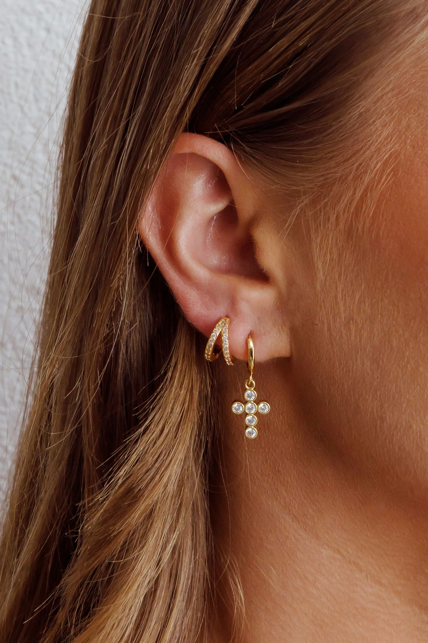 Graduation Diamante Hoop Earrings Gold - Image 2