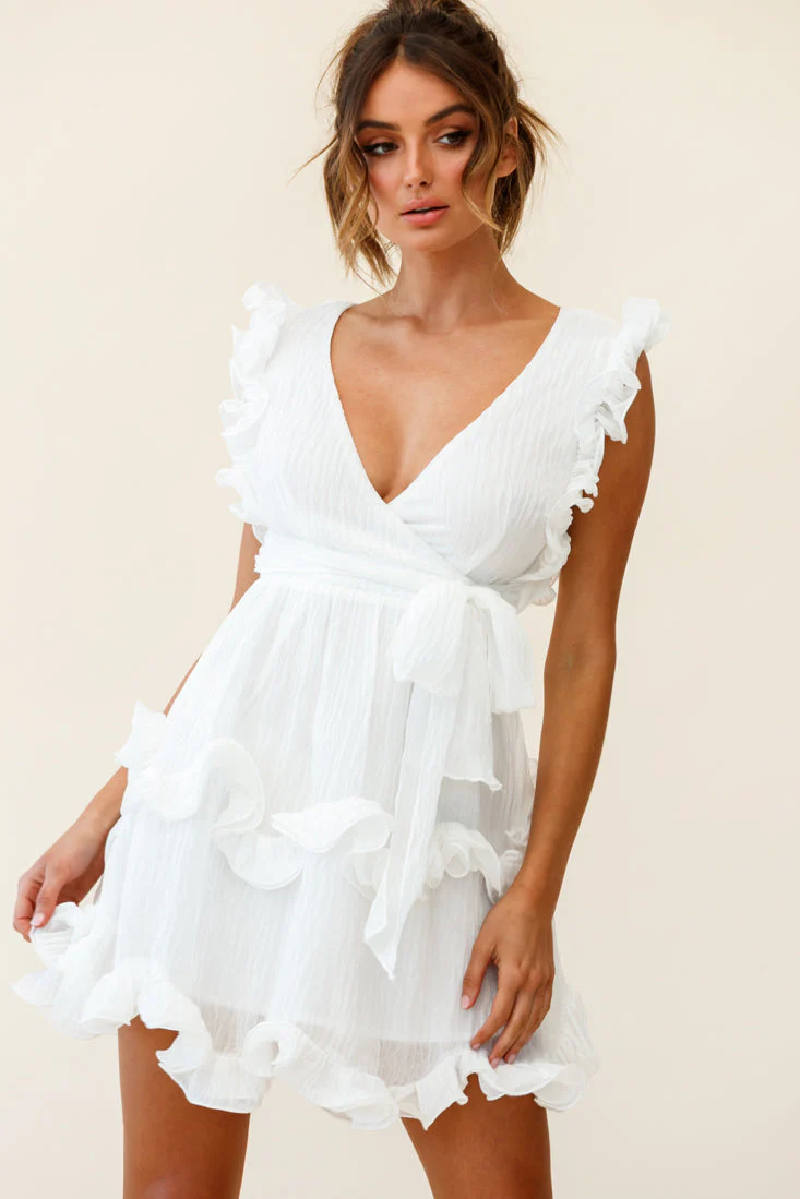 Greta Sleeveless Tiered Ruffle Chiffon Dress White - Image 6