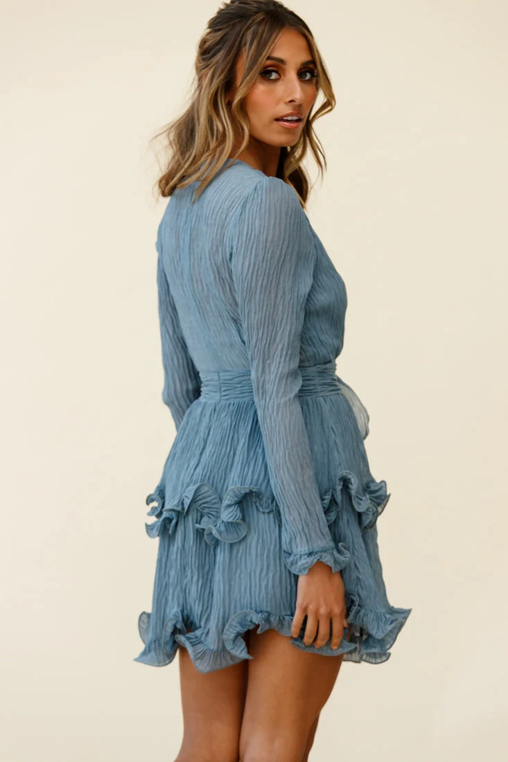 Greta Tiered Ruffle Chiffon Dress Midnight Blue - Image 6