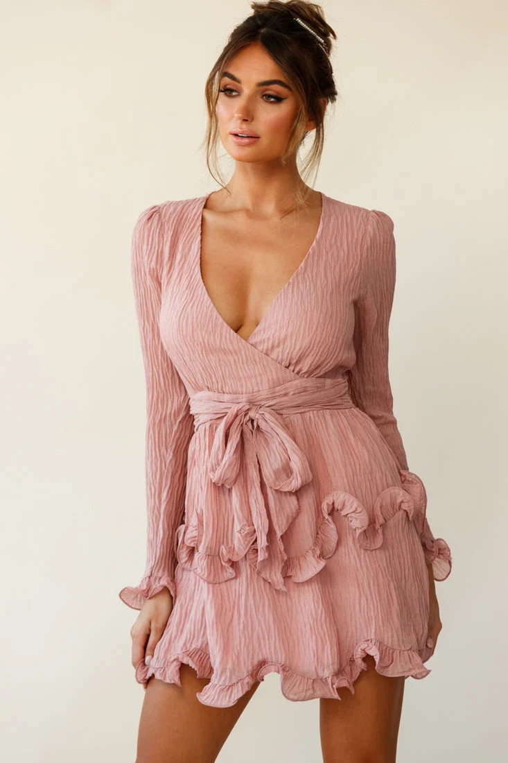 Greta Tiered Ruffle Chiffon Dress Rose - Image 4