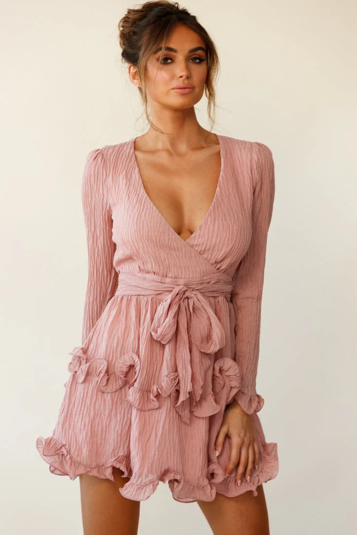 Greta Tiered Ruffle Chiffon Dress Rose - Image 5