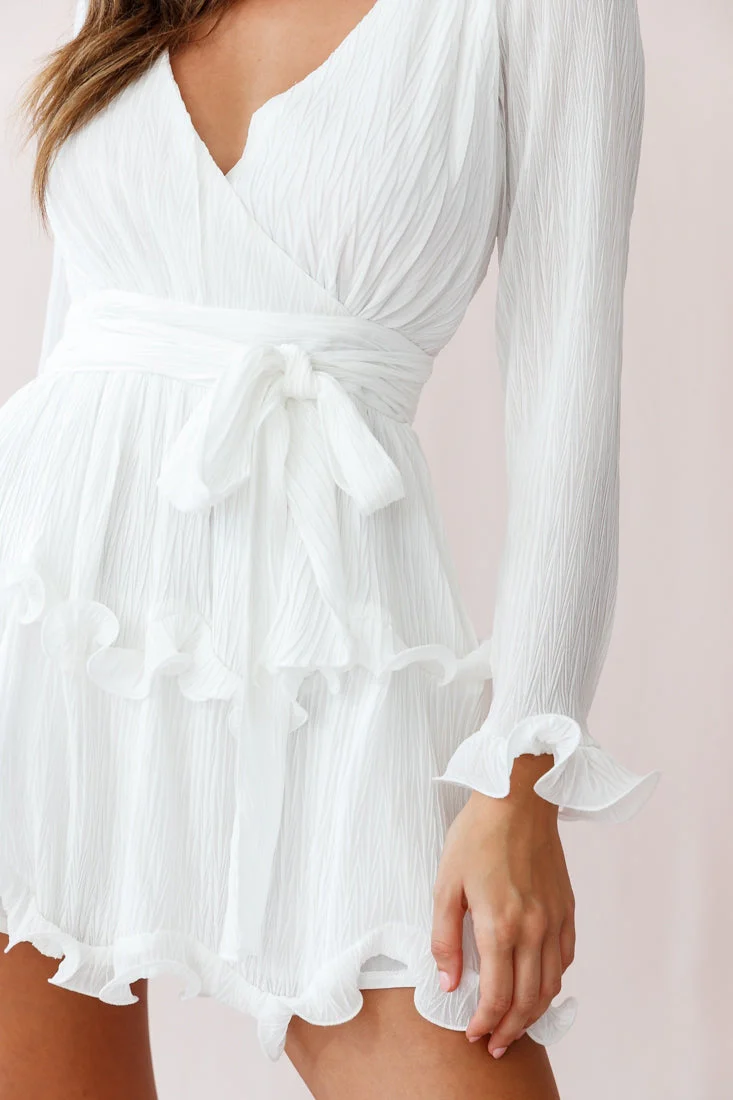 Greta Tiered Ruffle Chiffon Dress White - Image 4