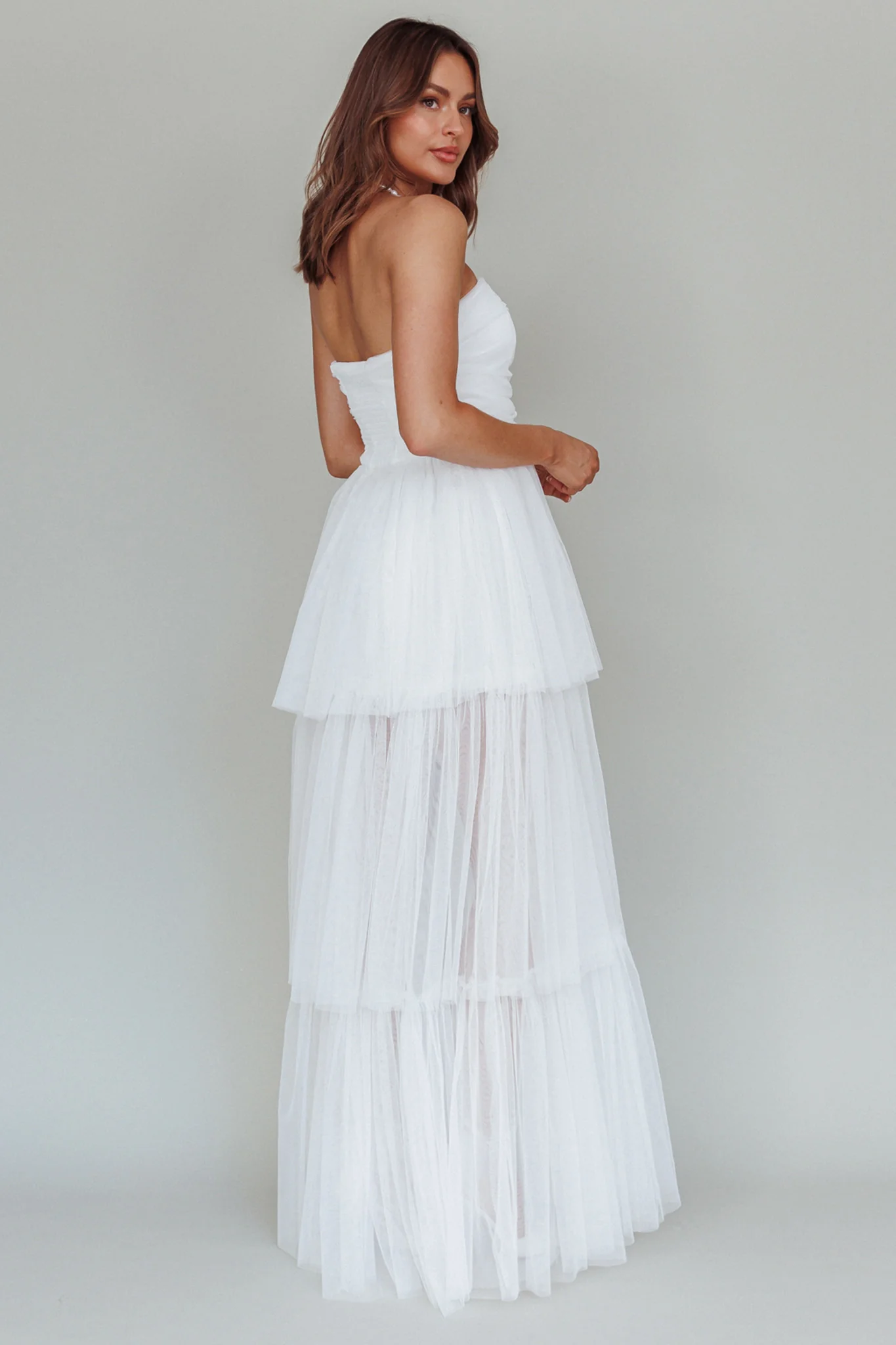 Haeven Tiered Strapless Maxi Dress White - Image 2