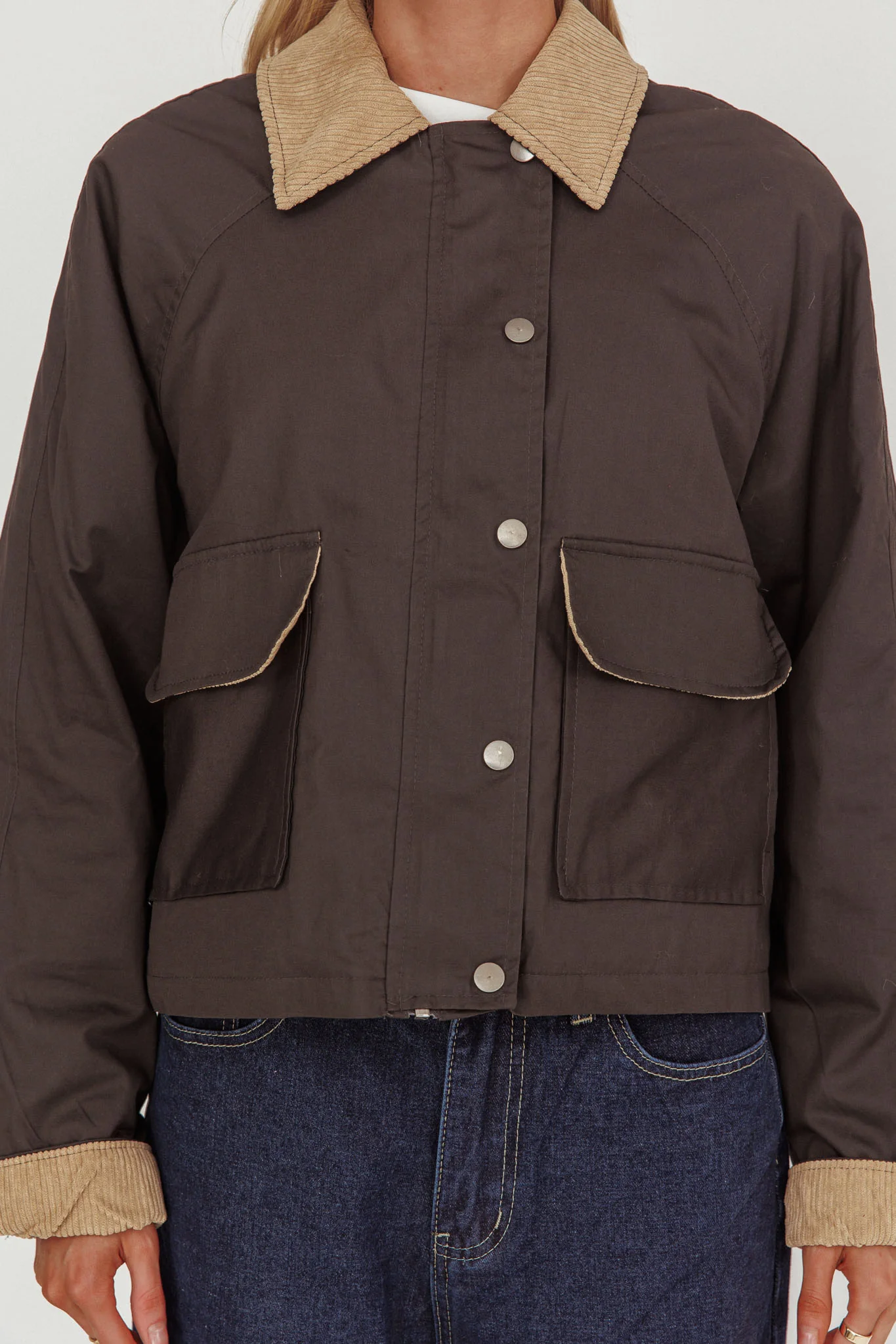 Halona Snap Button Pocket Jacket Charcoal - Image 3