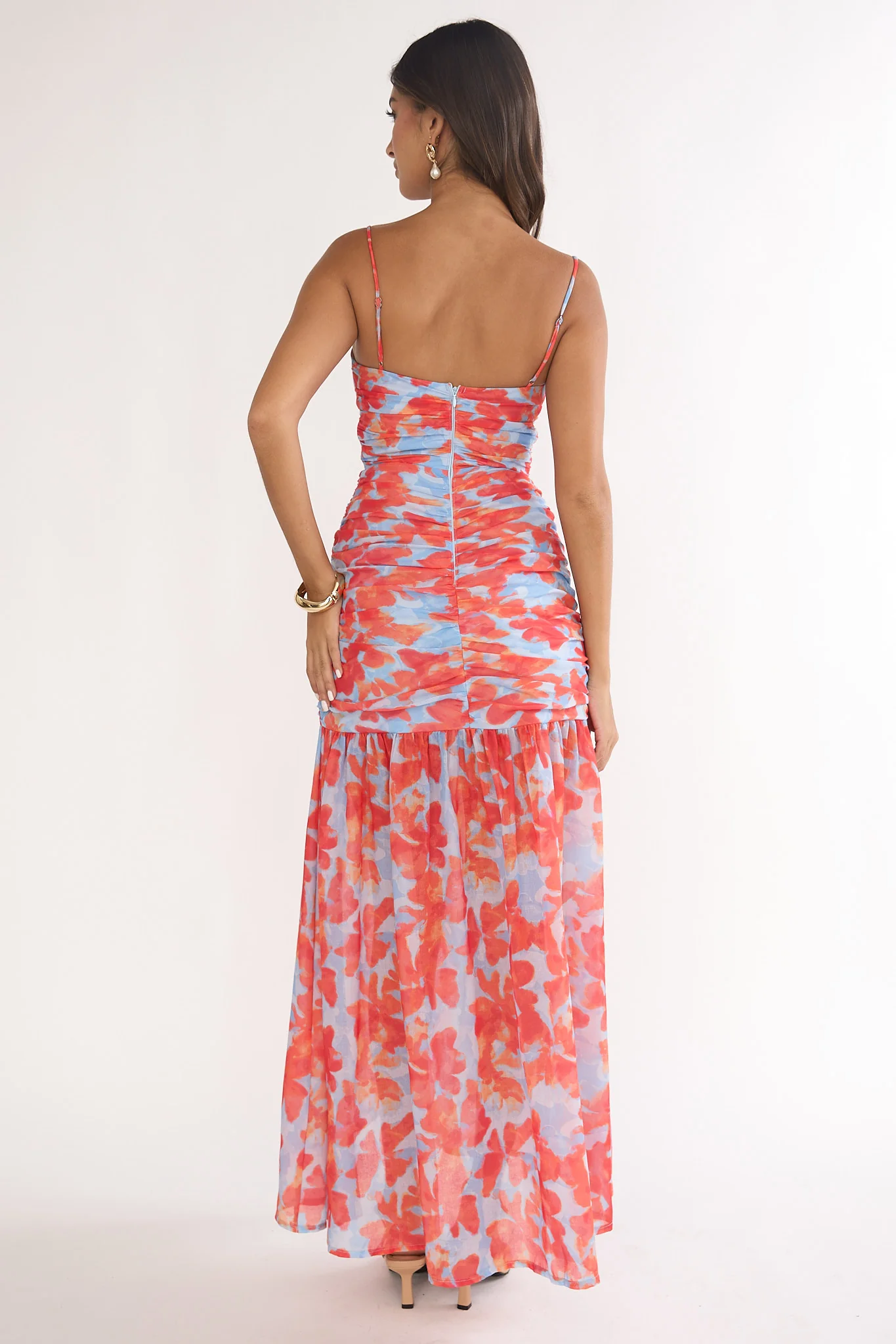 Harbor Ruched Maxi Dress Floral Blue Multi - Image 2