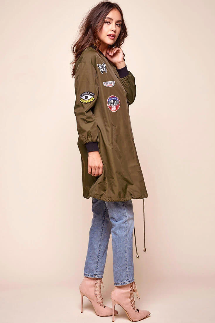 Harlan Patchwork Bomber Army Green Khaki - Image 3