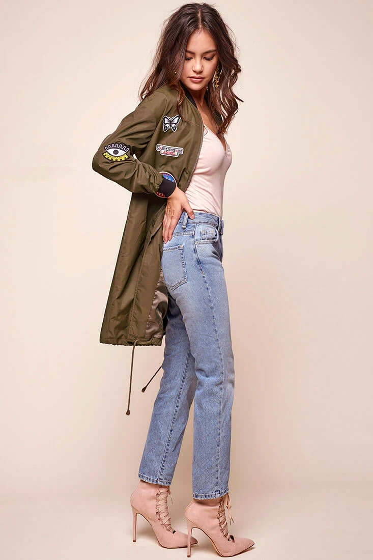 Harlan Patchwork Bomber Army Green Khaki - Image 4