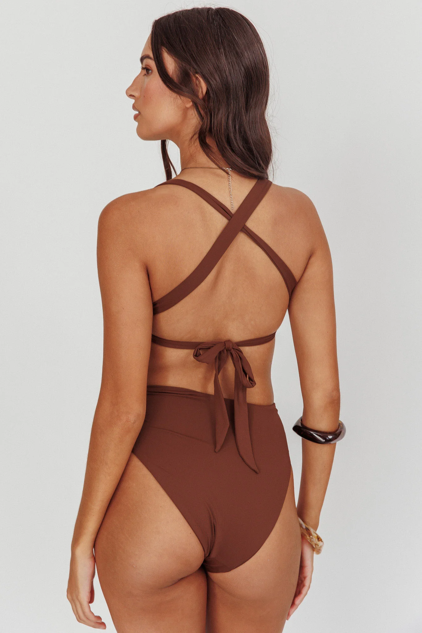 Harmonia High Waist Bikini Bottom Choc - Image 3