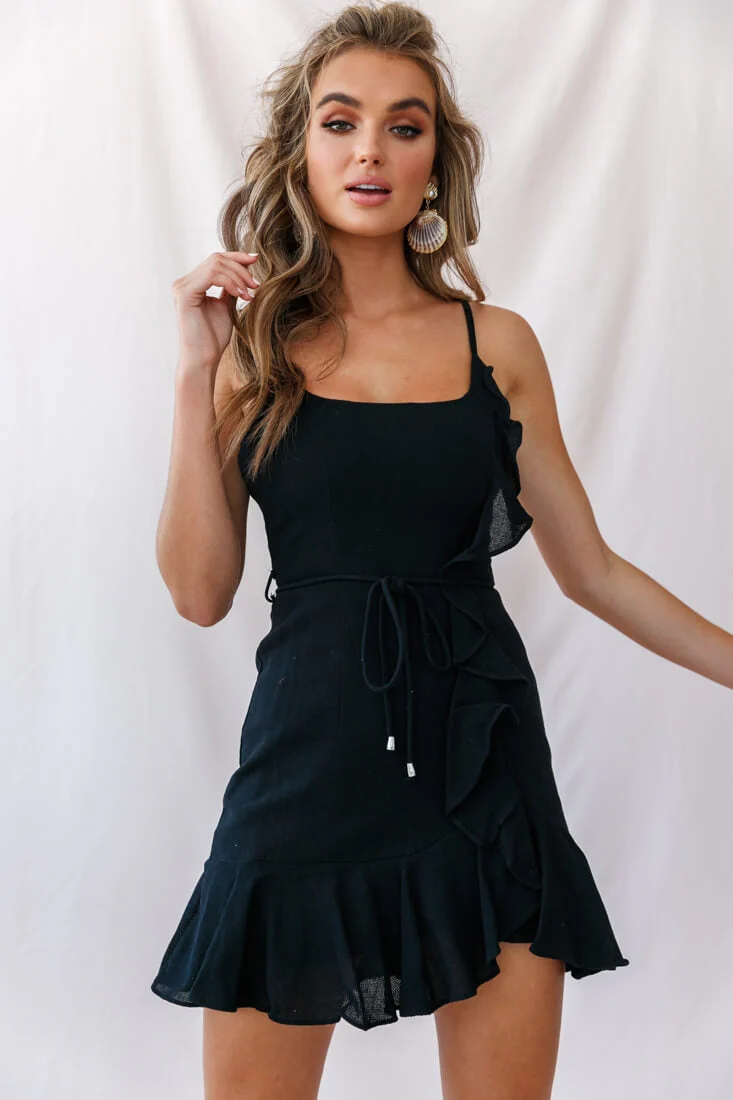Hart Cami Strap Ruffle Mini Dress Black - Image 2